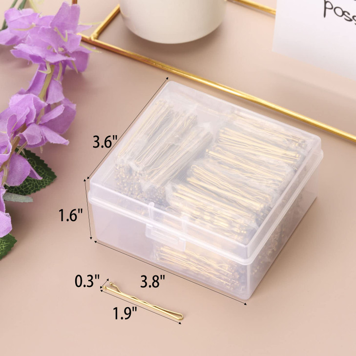 Tbestmax 800 Pcs Hair Bobby Pins 2 Inch Gold Hairpins with Box for Women Lady Girls Kids Invisible Wave Hairgrip Barrett