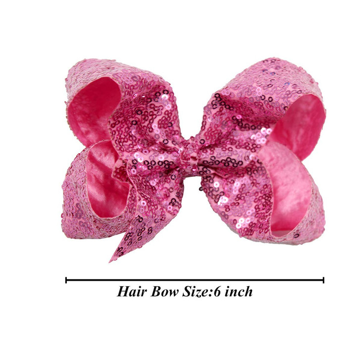 15Pcs Bling 6 Inch Hair Bows Large Big Sparkly Glitter Sequin Bows Alligator Hair Clips for Baby Girls Toddlers Kids Chi