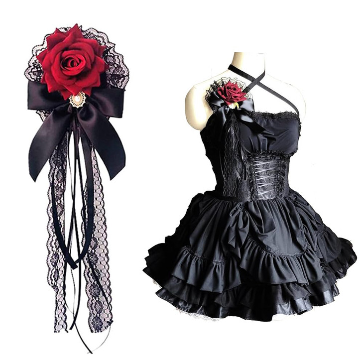 Flower Hair Combs Rose Bow Hairpin Lace Ribbon ElegantCute Retro Handmade Hair Bride Accessories for Party Wedding Red B