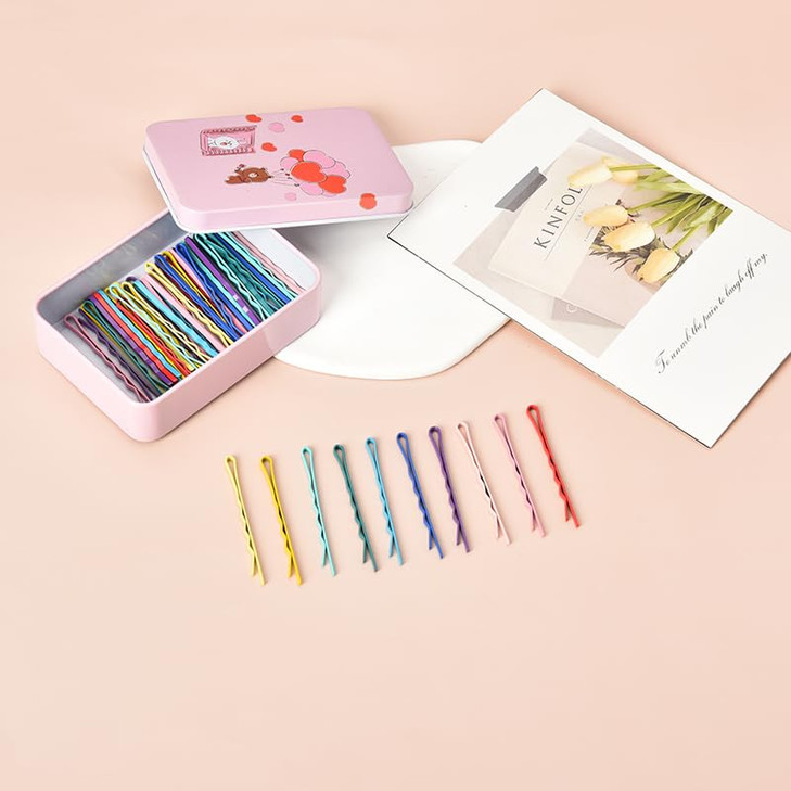 50 Pcs Bobby Hair Pins for Women Thick Thin Hair with Cartoon Barrette Bobby Pin Storage Box Hairpins Hair for Women Gir