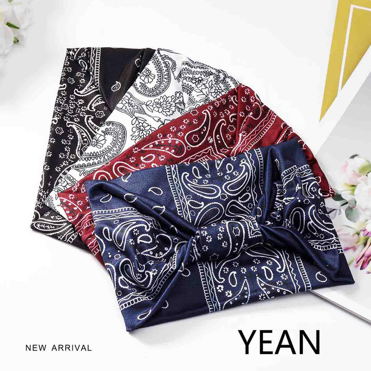Yean Boho Wide Headbands Black Stretch Hair Bands Elastic Turbans Stylish Head Wraps for Women and Girls Pack of 4 Boho