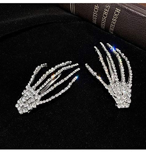 Halloween Costumes Hair Clips Accessories Rhinestone Skeleton Hand Hair Clip Bone Hair Claws Barettes Pins Birthday Chri