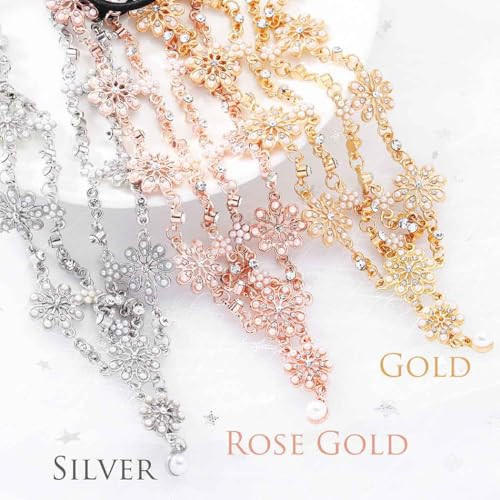 Aceorna Wedding Headbands Chain Floral Head Jewelry Hair Pieces Crystal Pearl Head Chains Headpiece Festival Holloween C