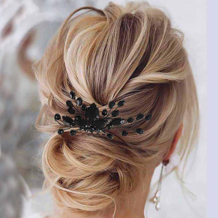 CLOACE Rhinestone Hair Comb Black Wedding Hair Piece Bride Crystal Side Combs Vintage Bridal Headpiece Bridesmaids Rhine