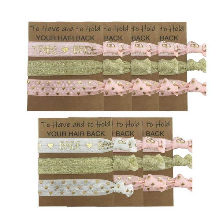 Snogisa 7 Piece Set to Have and to Hold Your Hair Back Bridesmaid Gifts Hair Tie Cards Bachelorette Party Hair Ties brid