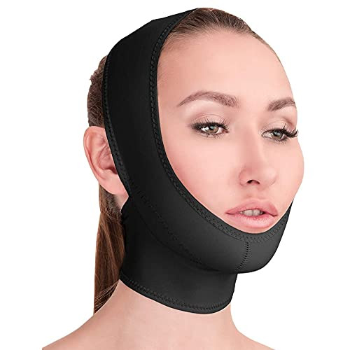 Post Surgical Chin Strap Bandage for Women Neck and Chin Compression Garment Wrap Face Slimmer Jowl Tightening M