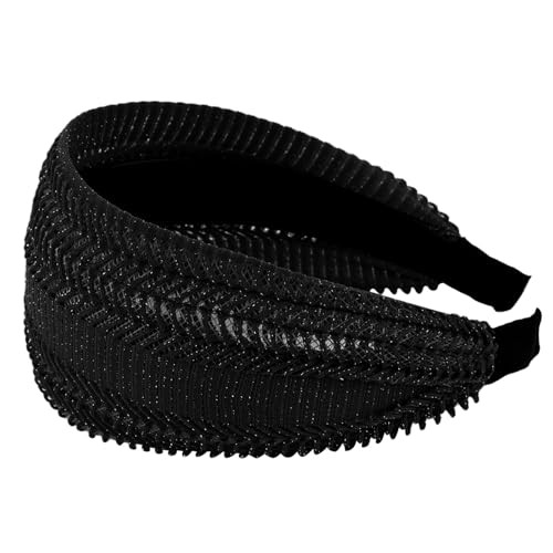 ACOUINT Black Headband for Women Extra Wide Headband Thick Headbands with Teeth Large Head Bands for Womens Hair Fashion