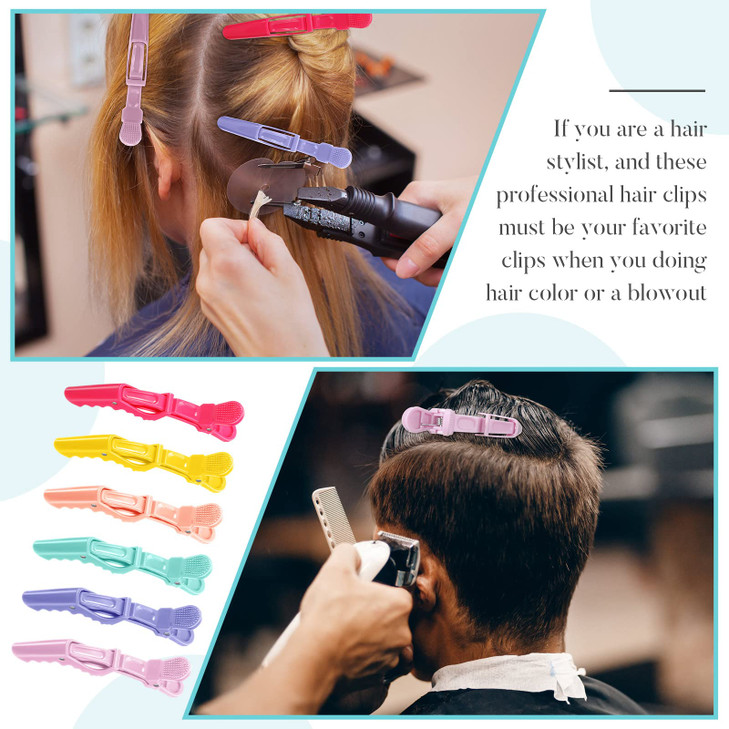 Jexine 50 Pcs Alligator Hair Clips Wide Teeth Double Hinged Professional Salon Hair Clips for Styling Sectioning Colorin