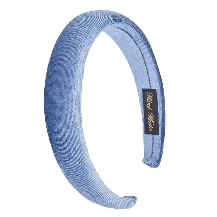 FXQHAN Padded Headbands Velvet Headband Puffy Sponge Thick Headbands Vintage Wide Headband for Women Blue