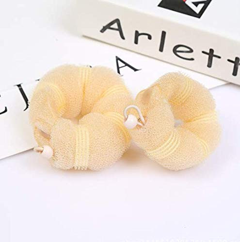 DNHCLL Set of 2 Beige Magic Hair Styling Styler Hot Hair Donut Bun Ring Styler Maker for Women Lady Girls 1 large1 small