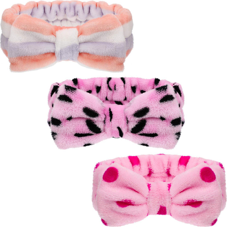 3 Pcs Towel Headbands for Women Headband for Washing Face Facial Hair Band Skincare Microfiber Bowtie Headband Makeup Te