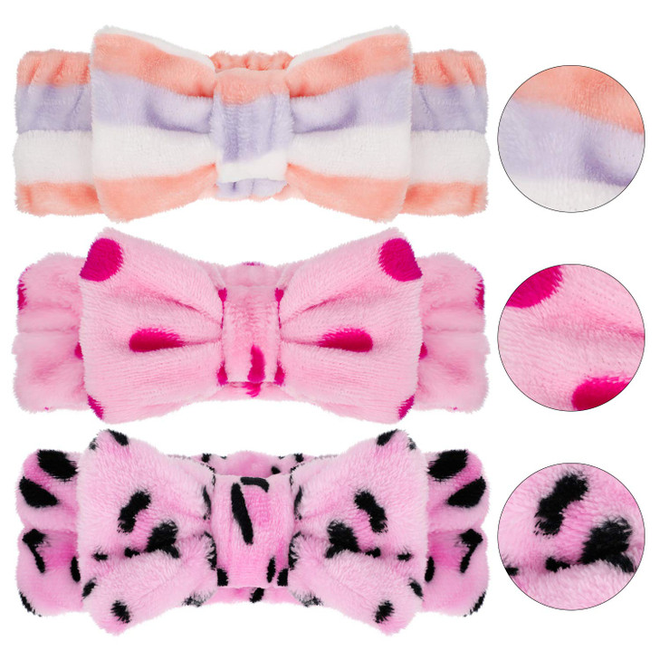 3 Pcs Towel Headbands for Women Headband for Washing Face Facial Hair Band Skincare Microfiber Bowtie Headband Makeup Te