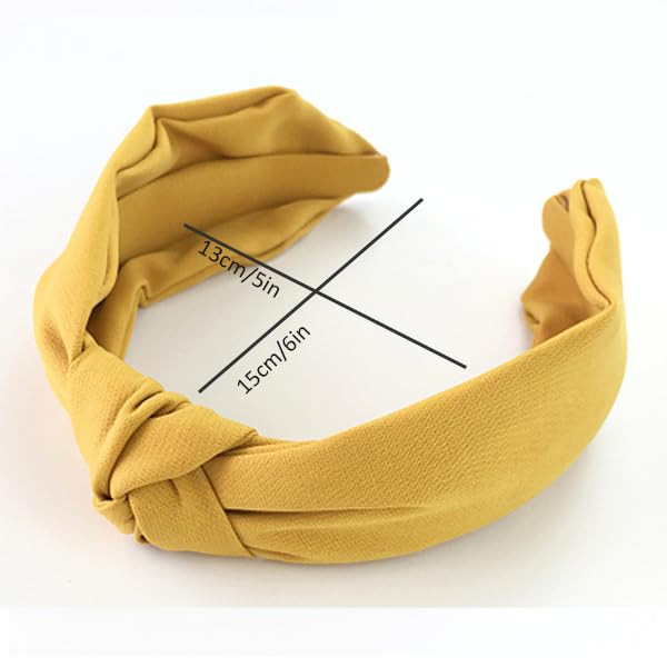 Etercycle Headband for Women Knotted Wide Headband Yoga Hair Band Fashion Elastic Hair Accessories for Women Yellow