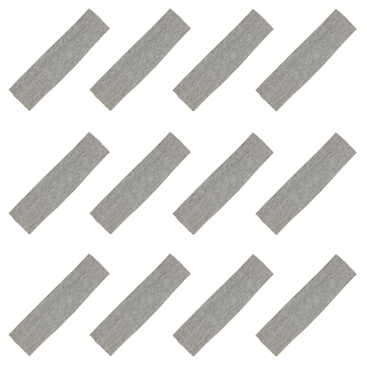 Kenz Laurenz Soft and Stretchy Elastic Cotton Headbands Pack of 12 Light Grey