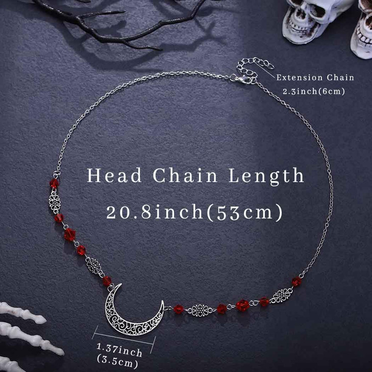 Tgirls Boho Cresent Moon Head Chain Crystal Headpieces Vintage Hair Accessories for Women and Girls TL101S4