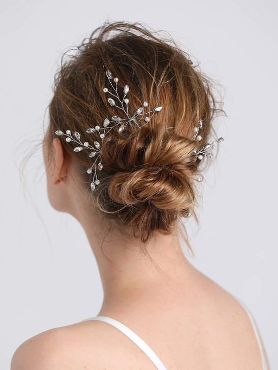 fxmimior Bridal Hair Accessories Pearl Crystal Hair Pins Hair Clips Bobby Pin Wedding Party Evening Headpiece Head Wear