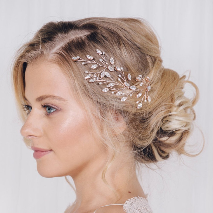 fxmimior Bridal Hair Accessories Pearl Crystal Hair Pins Hair Clips Bobby Pin Wedding Party Evening Headpiece Head Wear