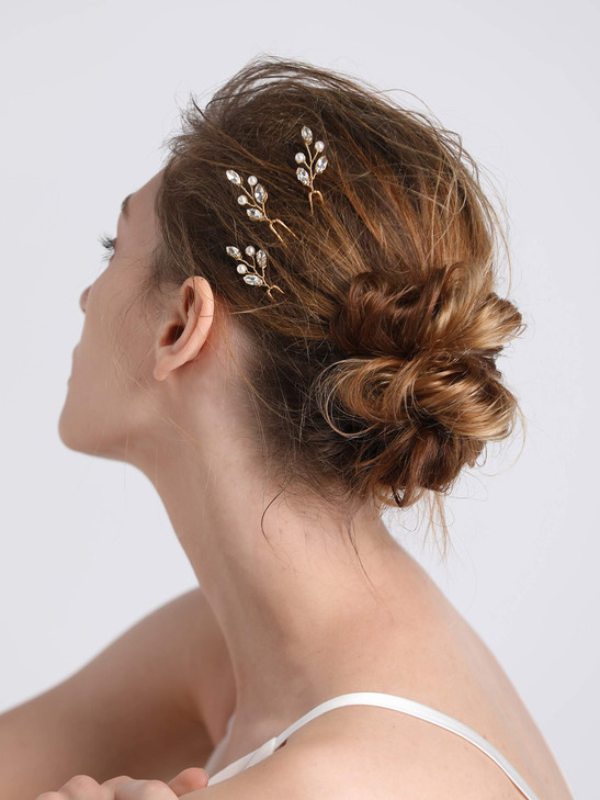fxmimior 3 PCS Bridal Women Pearls Rhinestones Simple Little Hair Pins Vintage Wedding Party Crystal Rhinestones Party P