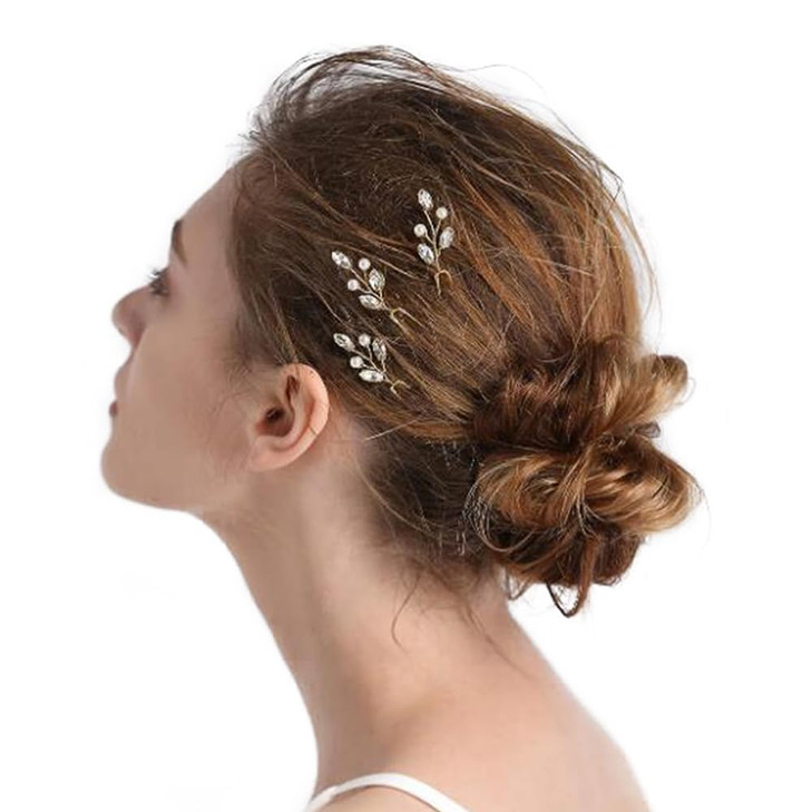 fxmimior 3 PCS Bridal Women Vintage Wedding Party Hair Pins Crystal Hair Accessories silver