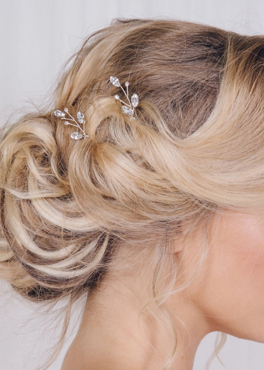fxmimior 3 PCS Bridal Women Vintage Wedding Party Hair Pins Crystal Hair Accessories silver