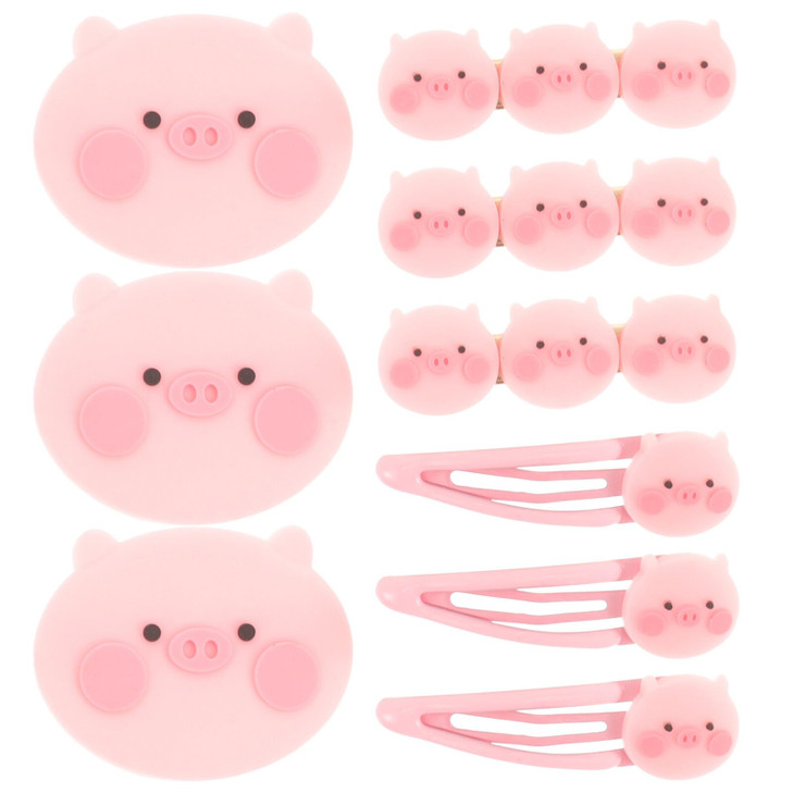 KESYOO Cartoon Pink Pig Hairpins Cute Animal Barrettes Stylish Accessories Hair Decor No Slip 9pcs
