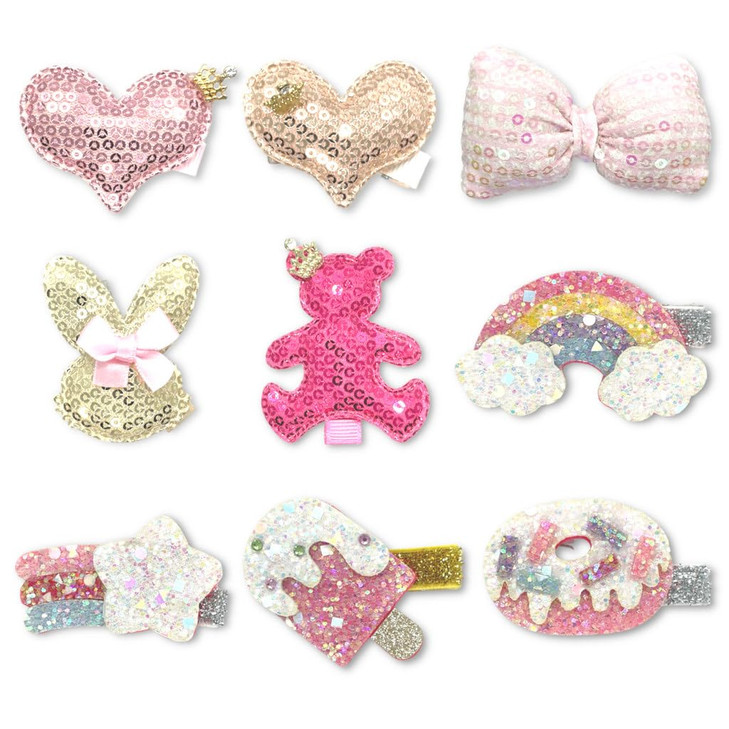 Glitter Hair Clips for Girls Accessories 9 Pcs Sparkly Rhinestones NonSlip Alligator Clip Hair Barrettes for Women Baby