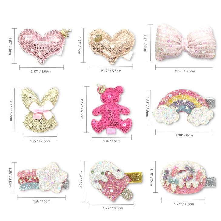 Glitter Hair Clips for Girls Accessories 9 Pcs Sparkly Rhinestones NonSlip Alligator Clip Hair Barrettes for Women Baby