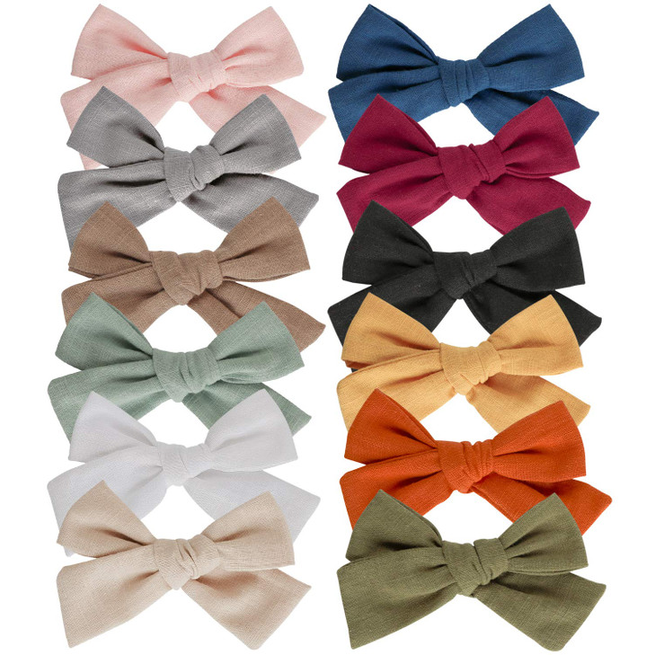 Baby Girl Hair Clips 12 Pack Large Bows Barrettes Fully Lined Alligator Clip Hair Accessories for Little Girls Toddler K