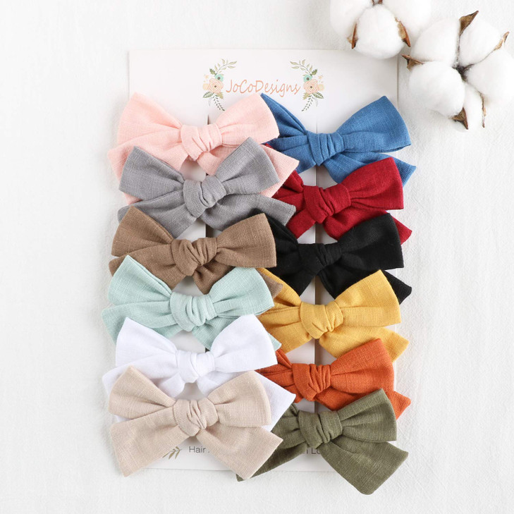 Baby Girl Hair Clips 12 Pack Large Bows Barrettes Fully Lined Alligator Clip Hair Accessories for Little Girls Toddler K