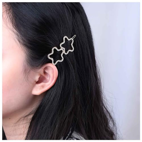 Iaceble Boho Crystal Flower Hairclips Barrette Hollow Cz Flower Side Clip Hairpin Gold Flower Hairpins Clip Rhinestone F