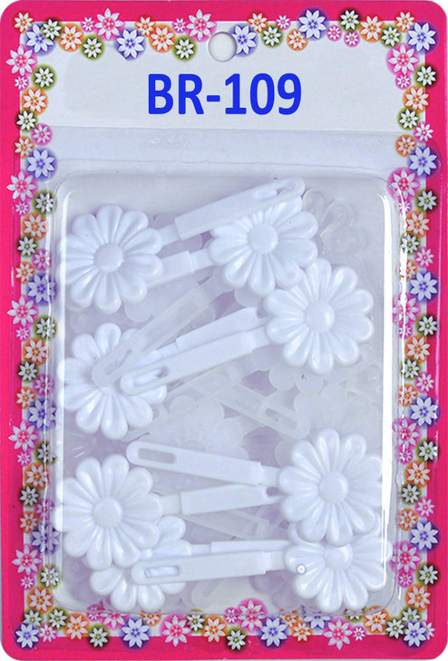 Tara Girls Self Hinge Plastic Flower Hair Barrettes 18 Pieces Selection White Clear