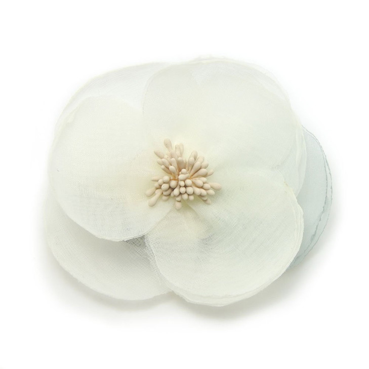 Meilliwish Elegant Silk Cloth Beautiful Flower Hair Claw Clip Hair Pin for Women A93White