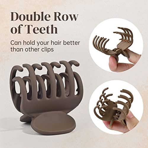 DEEKA Double Row Teeth Hair Clips Small Claw Clips for Thin Hair 4 Pack 16 Medium Matte Nonslip Short Hair Accessories f