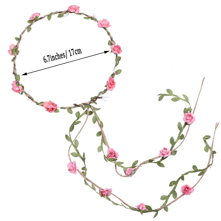 Whaline 4 Pcs Flower Crown Floral Wreath Headband Floral Garland Headbands Bohemian Style Headdress for Wedding Bride Br