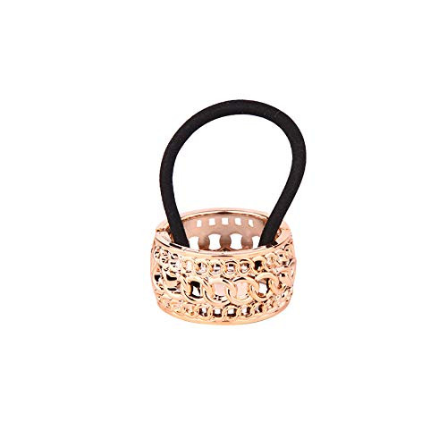 Metallic Plating Pattern Circle Cuff Hair Rings Silver and Gold Elastic Hair Ties Ponytail Holder Spring Clasp Wrap Pony