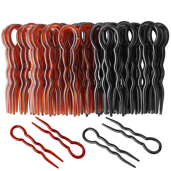 40 Pcs Plastic U Shaped Hair Pins Grip Pins Fast Spiral Hair Braid Twist Styling Clip Pin for Lady Girl Women Black Brow