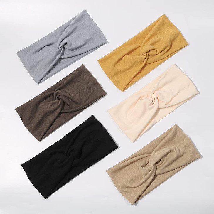 Artilady 6 Pack Wide Boho Headbands for Women Soft Yoga Elastic Hair Bands for Girls Workout Running Sport Headwrap Nons