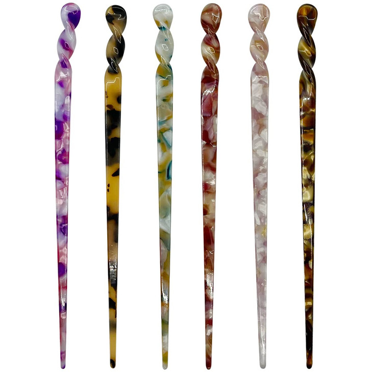 6 Pieces Acetate Hair Sticks Vintage Leopard Print Hairpin Chopsticks Vintage Tortoiseshell Hair Chopsticks Shell Print