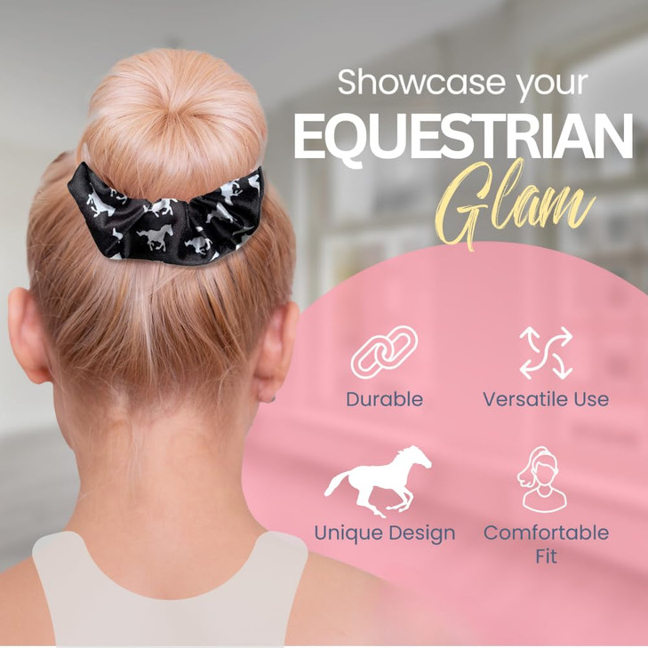 Horse Scrunchie Horses Hair Accessories Premium Velvet No Crease Horse Hair Elastics Gift for Equestrian