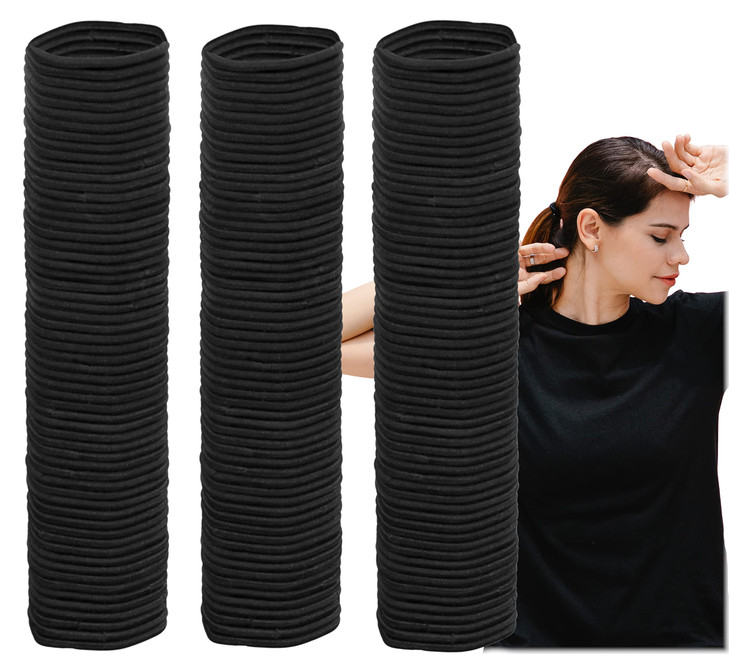 Iconikal NonMetal Elastic Hair Ties Black 4mm Thick 180Count Soft Stretchy Durable Bulk Pack NoSnag NoTangle PainFree Ha