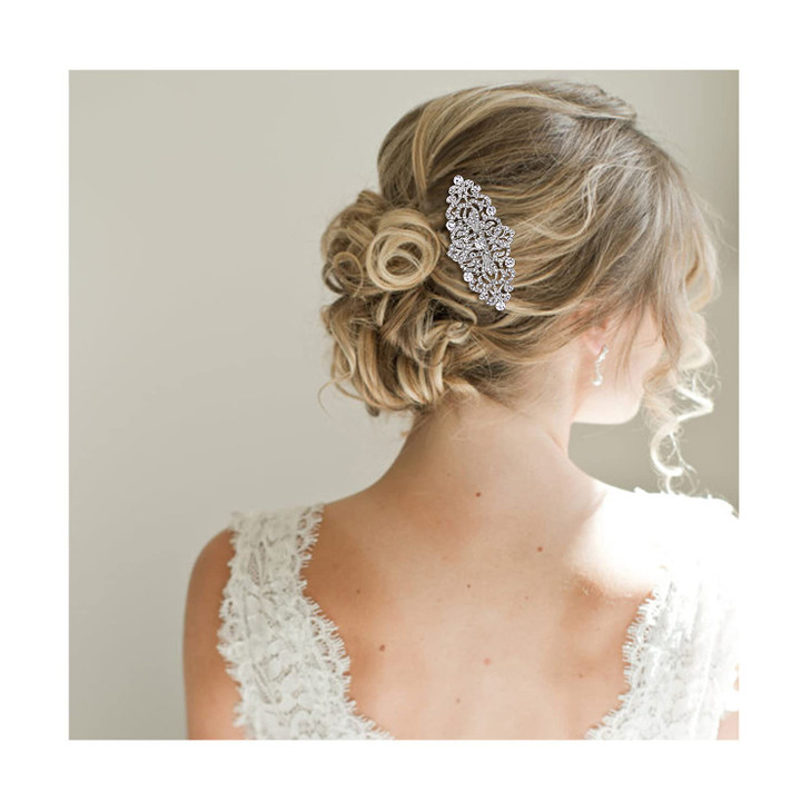 EVER FAITH Bridal Hair Accessories Austrian Crystal Art Deco Wave Wedding Hairpiece Side Comb for Bride Clear SilverTone