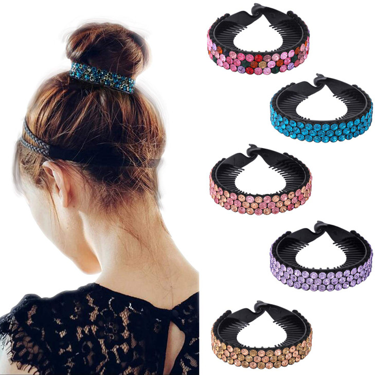 Rhinestone Hair Clip for Women 5Pack Halfballoon Nest Expanding Hairpin Girls Hair Claws Hair Bun Holders Accessories mi