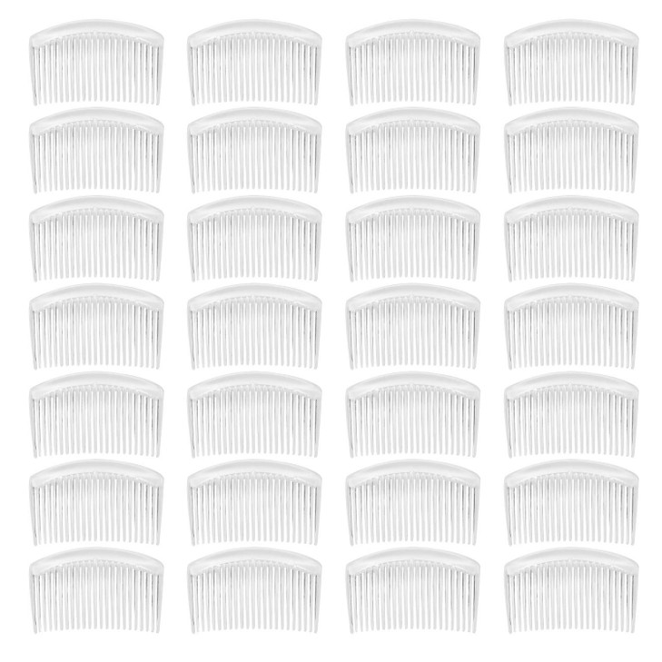 28 Pack Clear White Small Plastic Hair Side Comb With Long Teeth Hairpins Grips Barrettes Clamps Bows for Women Bridal W