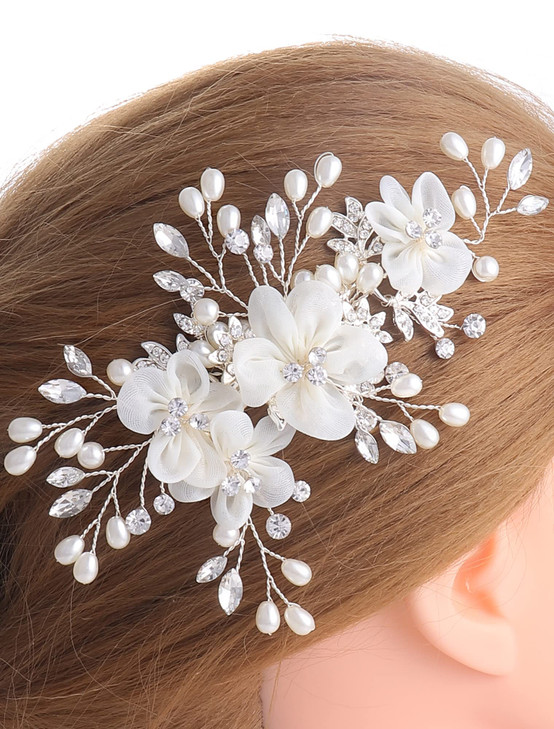 Achairder Bride Wedding Hair Comb Flower Women Side Hair Clips Wedding Accessories for Brides and GirlsOff White