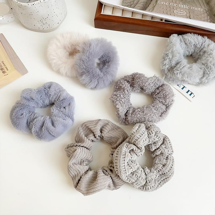 Yonchic 7Piece Velvet Solid Elastic Hair Ties Gentle Style Scrunchies for Women Long Thick Hair No Damage Hair Scrunchie