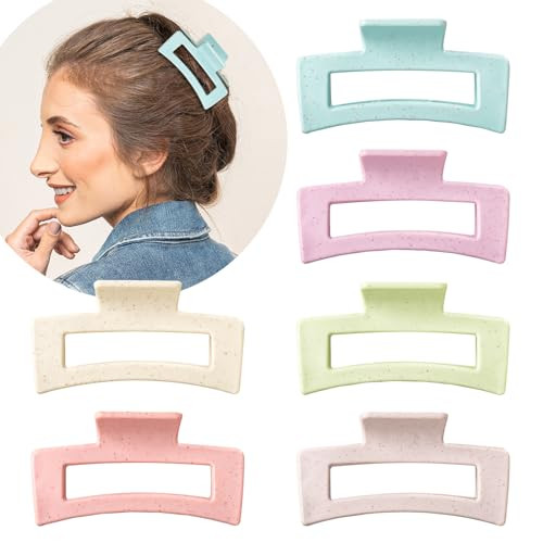 Whaline 6 Pack Macaroon Color Hair Claw Clips Strong Hold Rectangle Hair Claw EcoFriendly Hair Jaw Clamp NonSlip Matte J