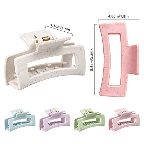 Whaline 6 Pack Macaroon Color Hair Claw Clips Strong Hold Rectangle Hair Claw EcoFriendly Hair Jaw Clamp NonSlip Matte J