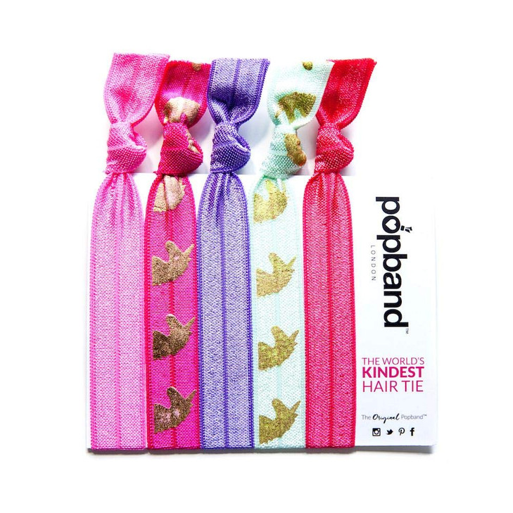 Popband Unicorn Print Elastic Hair Tie Band 5 Pack