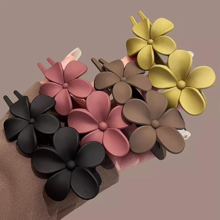 4Pcs Flower Hair Clips Matte Large Hair Barrette Hairpins French Hair Pins Decorative for Hair Accessories NonSlip Hair