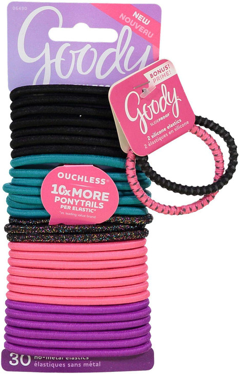 Goody Womens Ouchless Braided Dark Multiglitter Elastics 30 Count